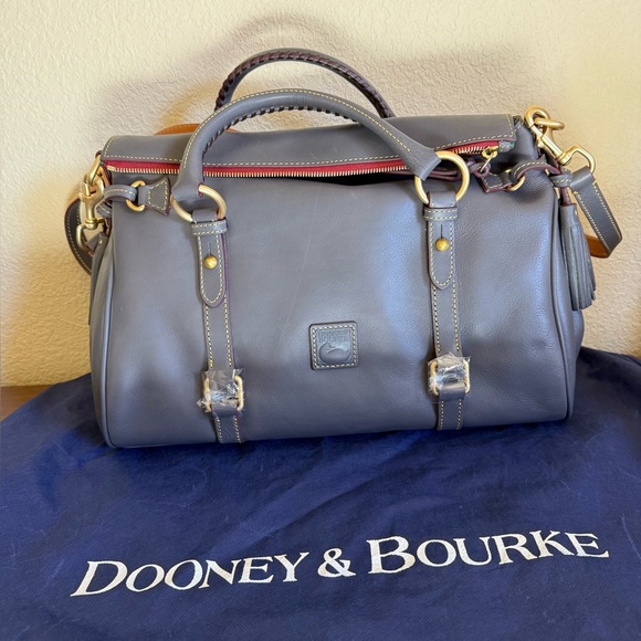 Dooney & Bourke Gray Satchel with Red Accents